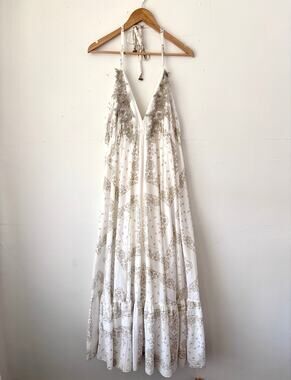 $248 NWOT Dixie Beaded Bandana Halter Dress Made in Italy Coastal Cowgirl Small